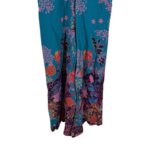 Maeve - Anthropologie Teal Floral Sleeveless Jumpsuit with Pockets US Size 2 - Picture 4 of 10